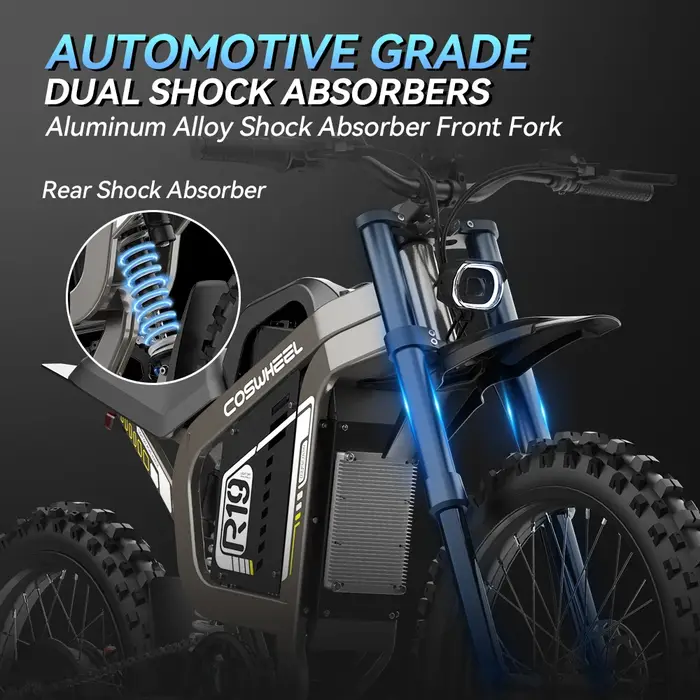Readygo COSWHEEL R19 Moto électrique tout-terrain 6000W Haute puissance Batterie 72V40Ah Adulte 85km/h Vélo