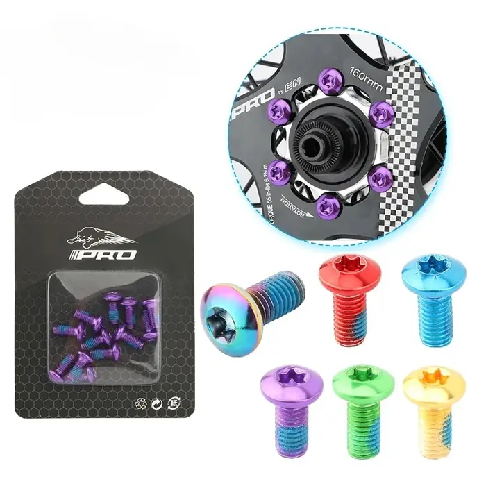 Rotor de frein à disque de vélo T25 rouge/bleu/vert/violet/or/vis plaquées en alliage d'acier pour vtt
