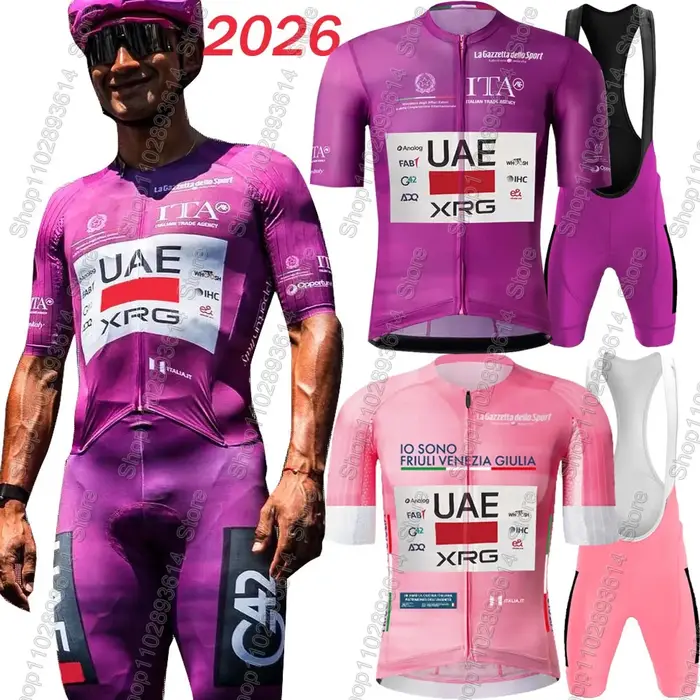 Ensemble de cyclisme homme maillot et short à bretelles rose violet pour vélo de route et VTT été confort gel