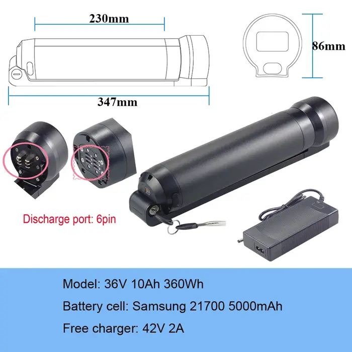 Reention 21700 tube inférieur vélo électrique cadre batterie 36V 10Ah 24V 15Ah Mini bouteille