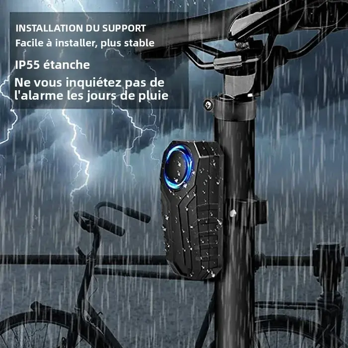 ELECTOP alarme de vélo 113dB antivol sans fil Vibration télécommande