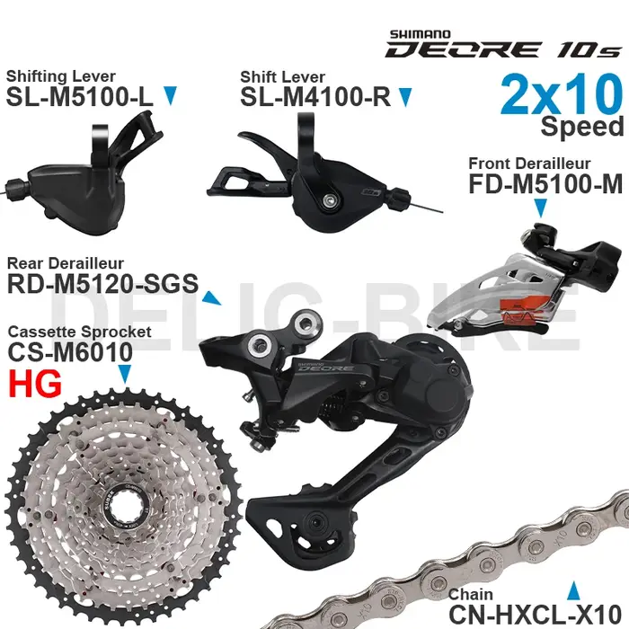 SHIMANO DEORE M4100 M5100 2x10 vitesses groupe manettes de vitesse avant/arrière dérailleur et SUGEK Cassette Z10 chaîne