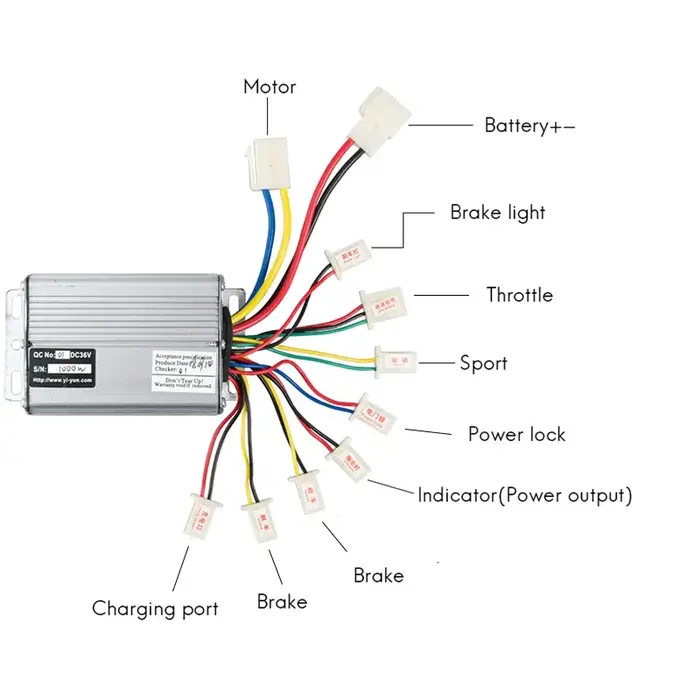 Contrôleur de vélo électrique brossé 36V 48V 1000W puissant pour moteur à balais scooter et planche à roulettes électrique noir argent bleu ou OR