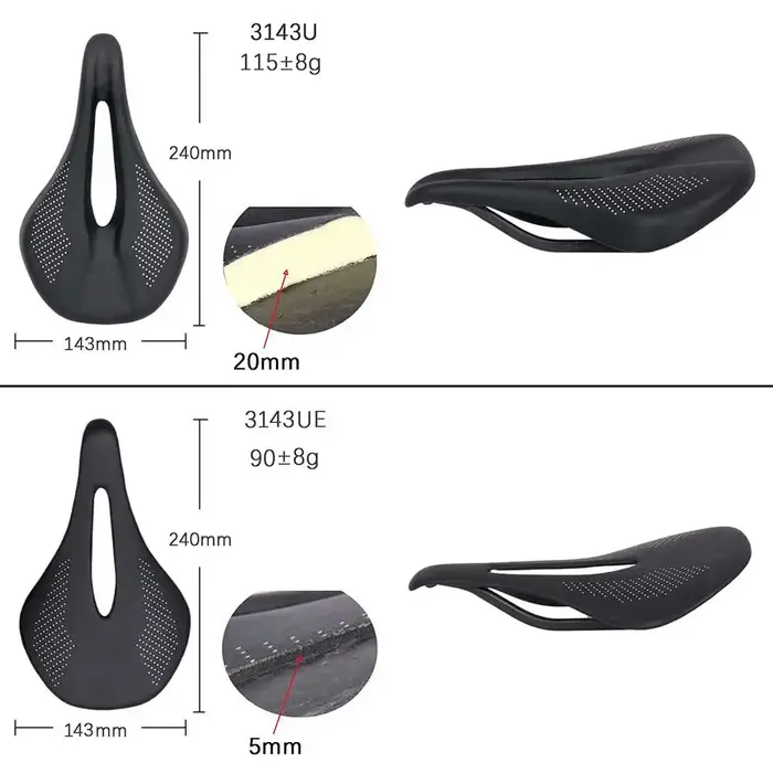 Selle de vélo de route ELITAONE MTB en carbone super légère 89±5g