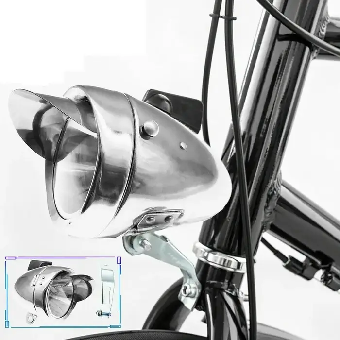 Feu de vélo rétro en acier chromé