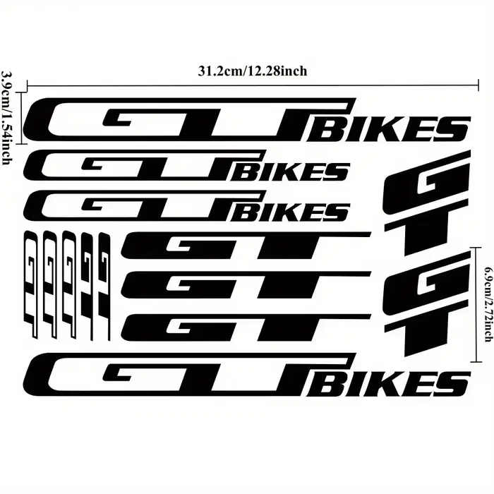 Ensemble de 14 autocollants créatifs en vinyl pour casque de vélo et accessoires de vélo GT personnalisables en noir blanc ou argent