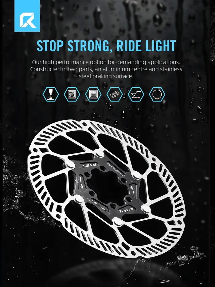 RYET Rotor de disque de vélo flottant ultraléger 140mm 160mm - 6 boulons et verrouillage central en acier inoxydable