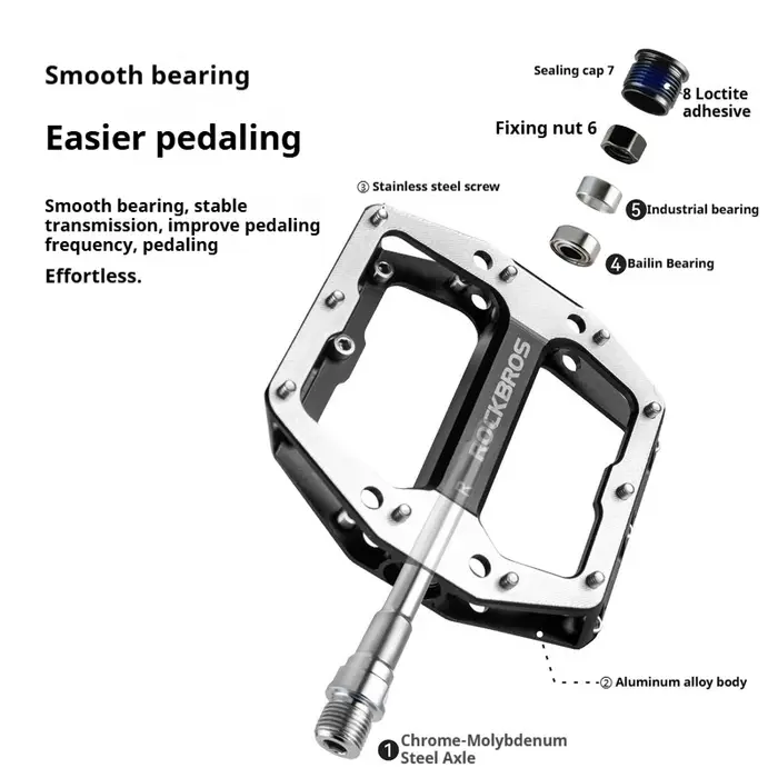 Pédales de vélo ROCKBROS X RIDGELOOP en alliage d'aluminium, à roulements, antidérapantes, larges, pour VTT, vélo de gravier et cyclisme en descente.