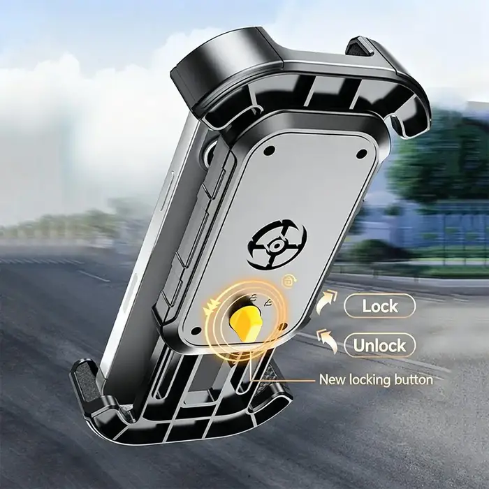 Support de téléphone portable pour motos, vélos et scooters, fixation à quatre coins, verrouillage antichoc multiple