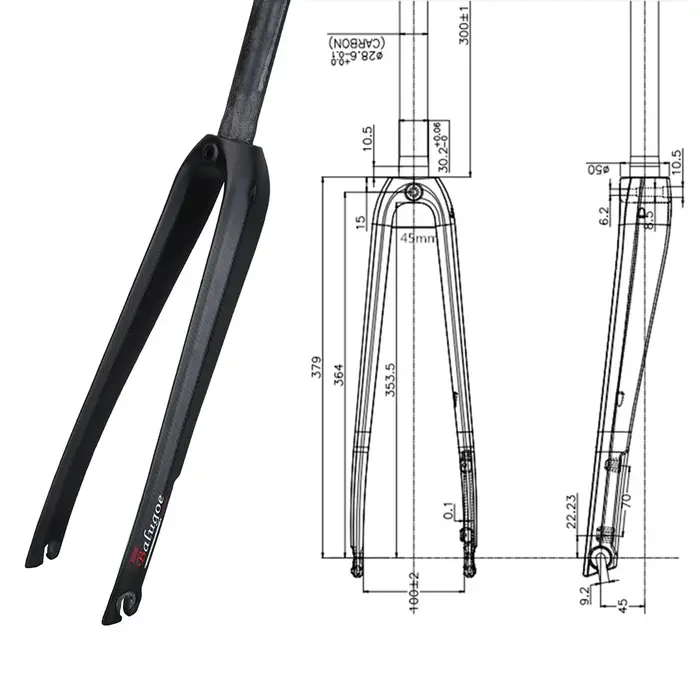 Fourche de vélo tout carbone à freinage direct