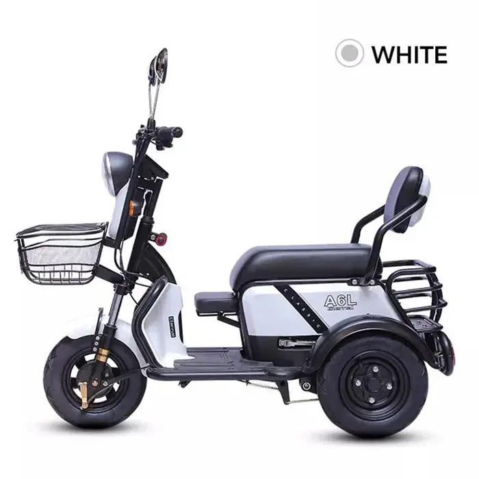 Trottinette Électrique Pliable à Trois Roues pour Adulte, Tricycle avec Siège pour Bébé, 600W, pour 