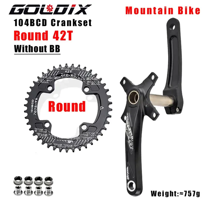 104 Bcd pédalier 165mm 170mm 175mm en alliage d'aluminium vtt vélo manivelle étroite large 104bcd monoplate 34 dents Platon 32t plat