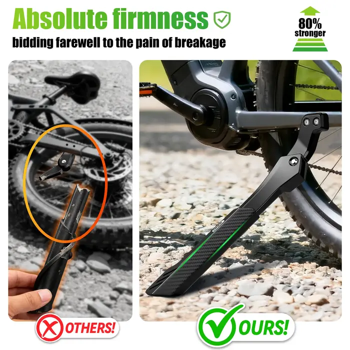 Béquille de vélo électrique RBRL avec base élargie antidérapante pour vélos électriques de 26 à 29 pouces