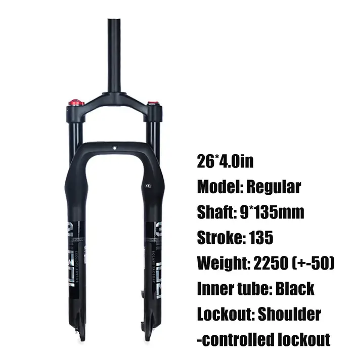 BOLANY fourche de vélo de neige 20/26 "fourche pneumatique en alliage de magnésium 120mm Suspension 