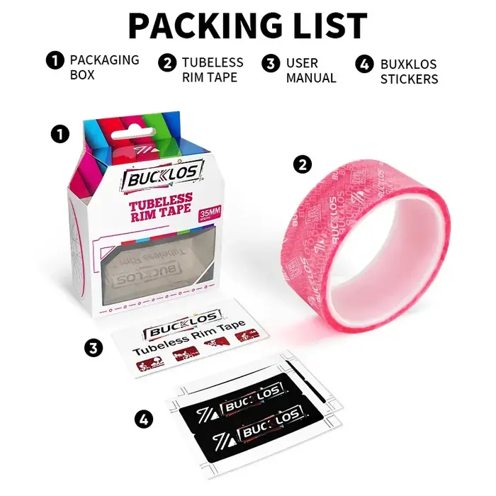 BUCKLOS – bandes de jante de vélo Tubeless, 10M, doublure de pneu sous vide, 17-35MM, bandes de jant
