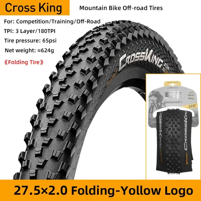 Pneu de VTT Continental CrossKing 27.5/29 x 2.3 pliable, prêt pour tubeless, anti-crevaison, compati