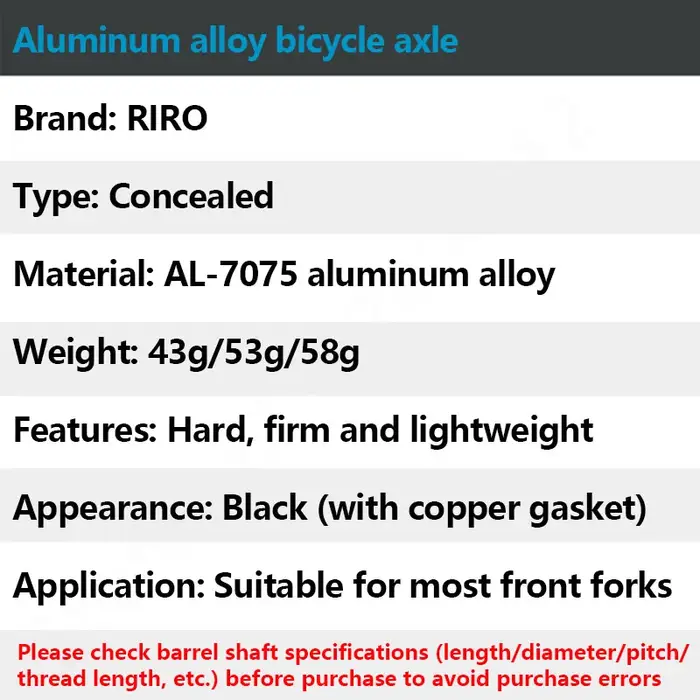 RIRO vélo caché dégagement rapide baril tige d'arbre 12/15MM ultraléger en alliage d'aluminium QR vtt