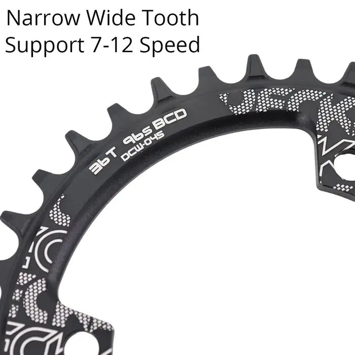DECKAS Coroa BCD 96 asymétrique 36T 34T étroit large 96BCD plateau de vélo 36 34 dents anneau de chaîne