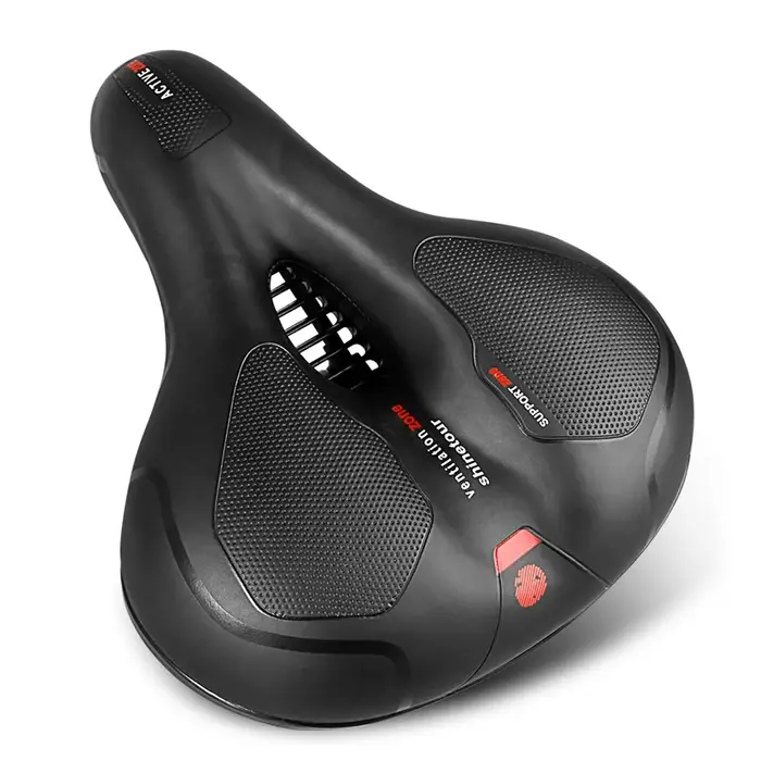 Selle de vélo creuse réfléchissante absorbant les chocs, respirante, imperméable, large siège de vél