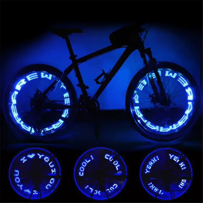 Lettre bouchons de Valve de pneu lumière roue de vélo lampe à rayons 7 couleurs Double face lumière 