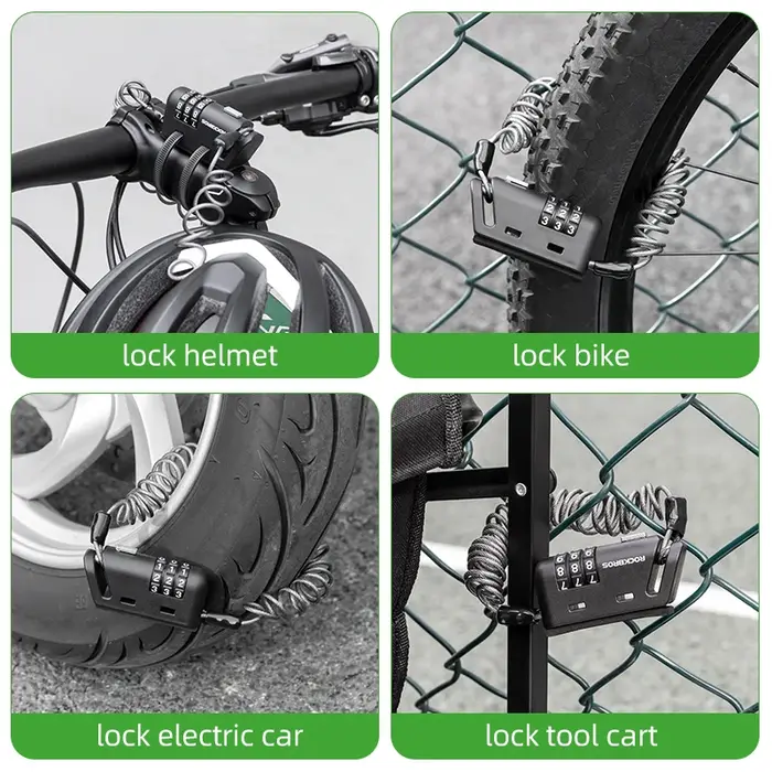ROCKBROS Mini serrure de vélo à combinaison de 3 chiffres mot de passe antirouille légère Portable multifonction