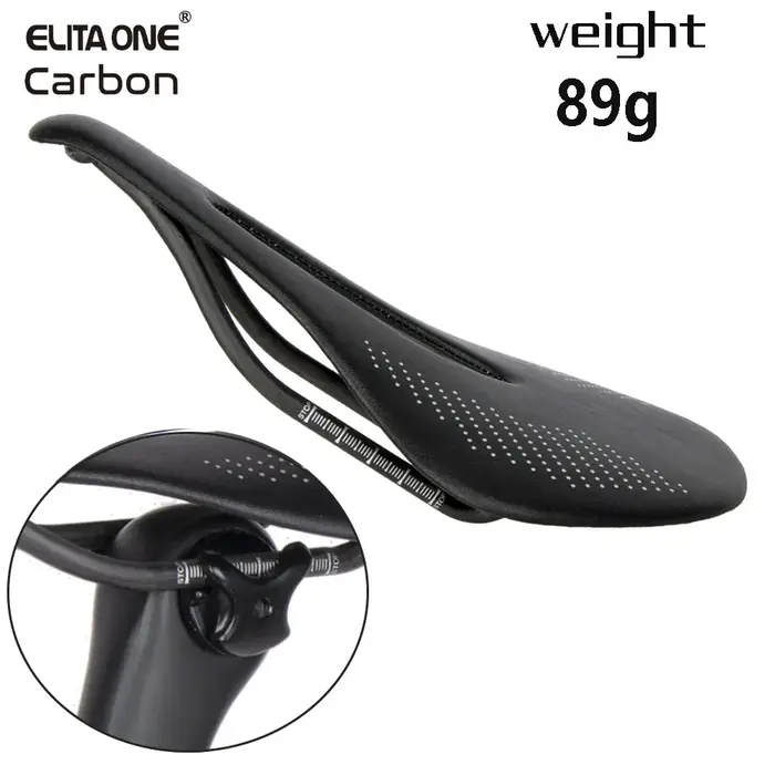 ELITAONE selle de vélo route/Mtb 240x143mm Rail rond en Fiber de carbone 7*7mm Super léger 89g