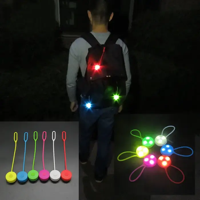 Mini lumière de vélo pour sac à dos en Silicone populaire, pour la conduite de nuit, voyant d'averti