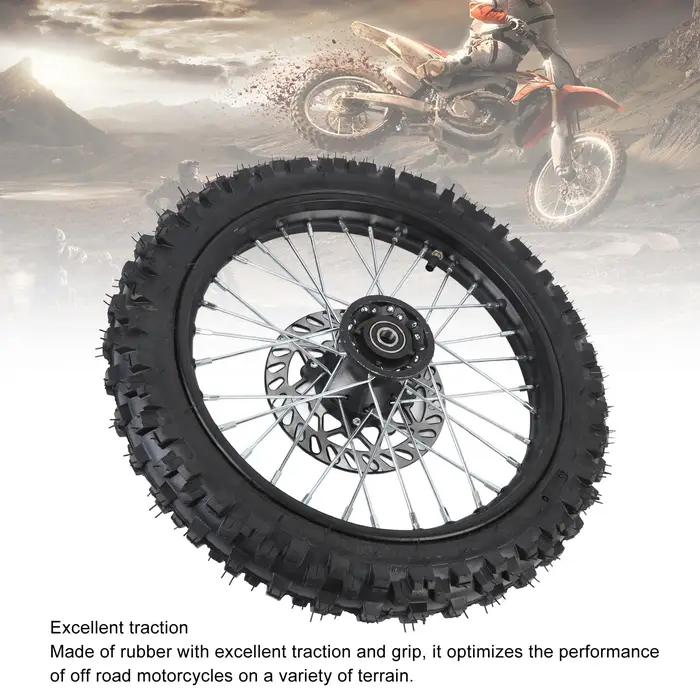 Ensemble de roue avant de 14 pouces adapté au vélo tout-terrain 125 140 150 160cc avec axe de jante de 15mm et Rotor de frein