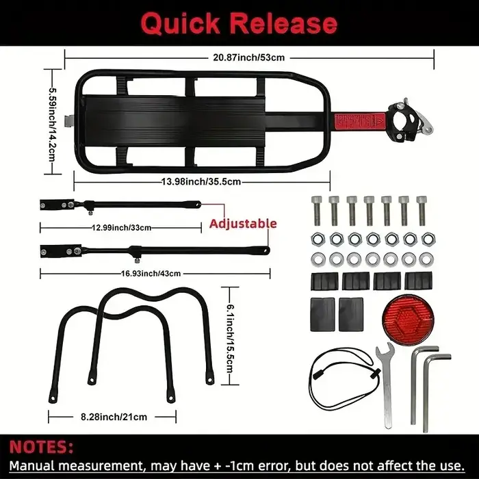 Porte-bagages arrière réglable en alliage d'aluminium pour vélo de route de montagne de 26 à 29 pouces