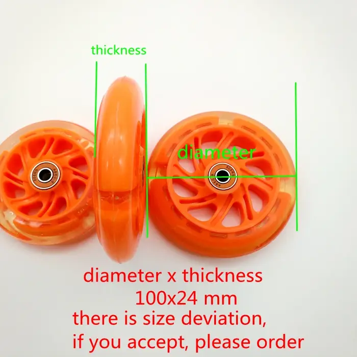 Roue de scooter pour enfants en polyuréthane avec éclairage clignotant 80mm 100mm 120mm et roulements pour roller et skate coloré