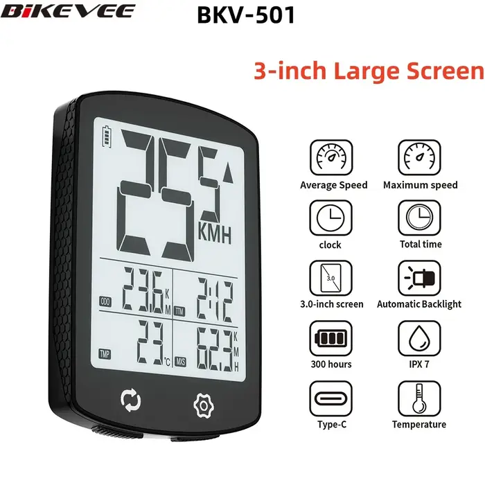 Ordinateur de vélo grand écran batterie Ultra longue durée multifonction sans fil compteur de vitesse