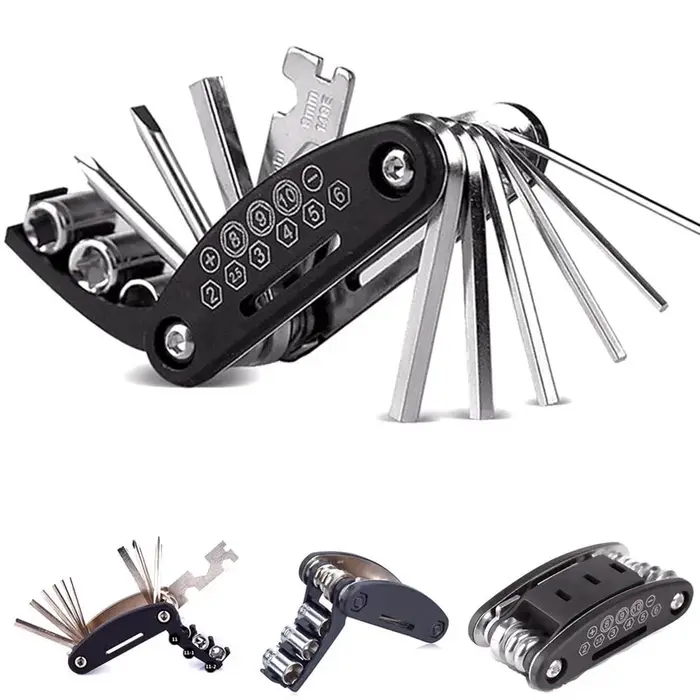 Clé à douille portable 16 en 1 cycle zone multi-outils tournevis pour réparation et maintenance de vélo de montagne et moto blanche
