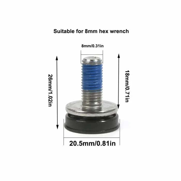 Vis de fixation de manivelle de vélo M8 avec capuchons, vis de fixation de boîtier de pédalier en acier haute résistance, longueur 18mm pour FSA/ Suntour/ Prowheel, 8 pièces