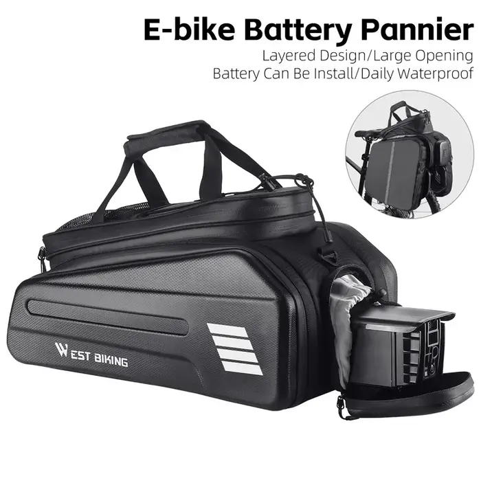 WEST BIKING-Sac Electrolux pour batterie de vélo électrique, sacoche extensible, sac arrière T1, pas