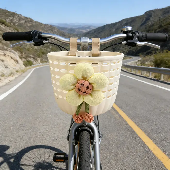 1 panier avant pour vélo avec sangles de fixation, à motif floral ; compatible avec les vélos, les t
