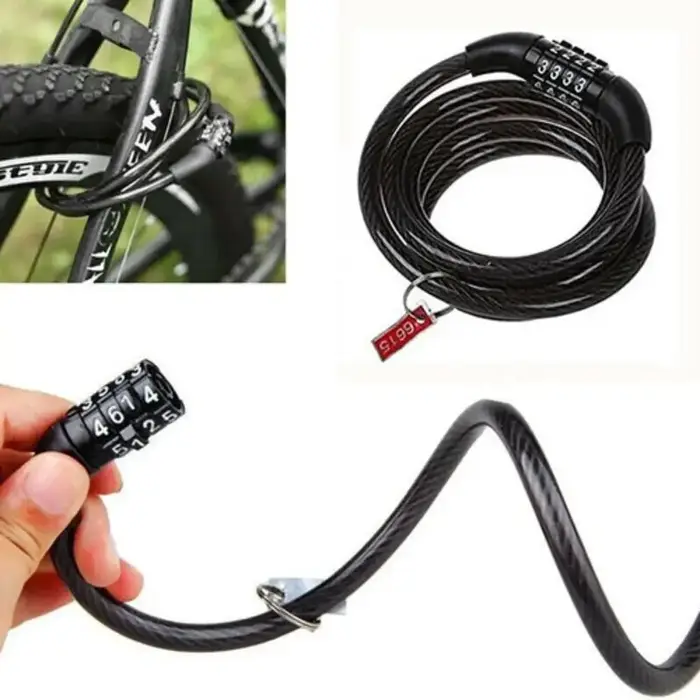 ‌ Serrure à chaîne de sécurité robuste – Cadenas à code à 4 chiffres pour motos et vélos de montagne ‌ ‌