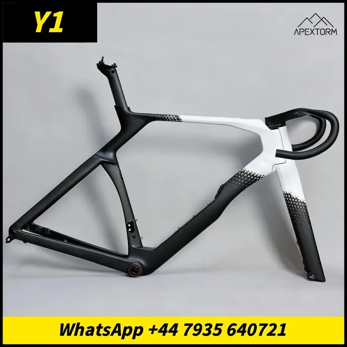 Cadre de vélo de route en carbone blanc brillant arc-en-ciel 2026 Y1rs