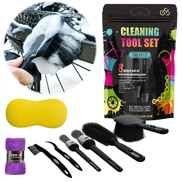 8 pièces ensemble d'outils de nettoyage de vélo Kit de brosse