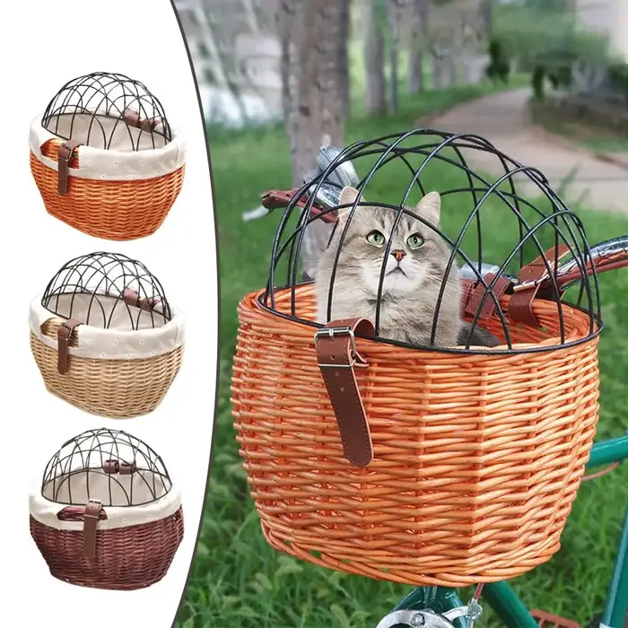 Panier de vélo en osier pour petits chiens et chats
