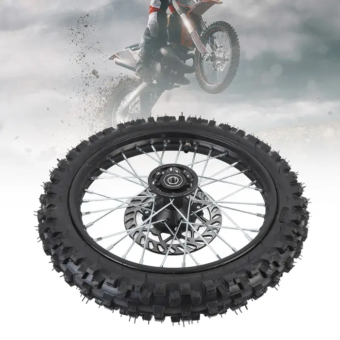Ensemble de roue avant de 14 pouces adapté au vélo tout-terrain 125 140 150 160cc avec axe de jante de 15mm et Rotor de frein