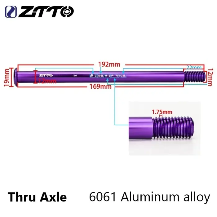 ZTTO Axe traversant violet en alliage d'aluminium 6061 pour VTT
