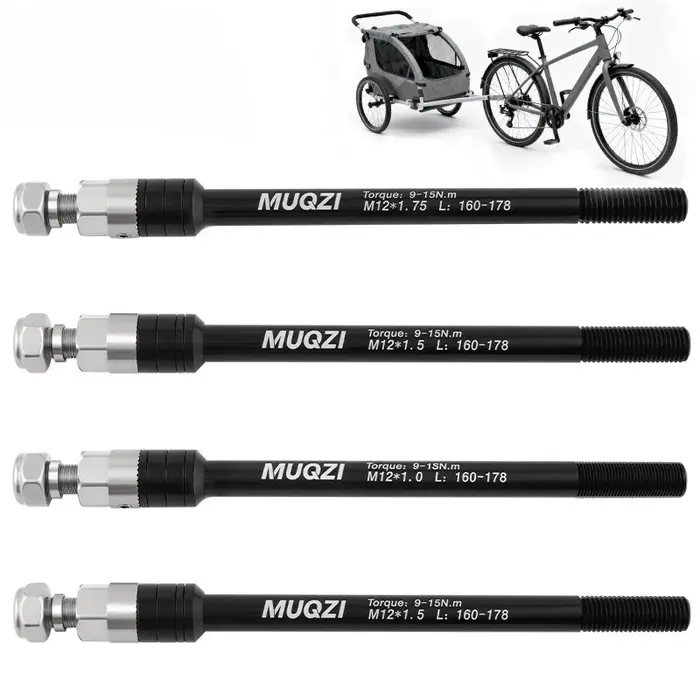 Adaptateur d'attelage de remorque à axe traversant de vélo M12x1.0/1.5/1.75 pas de filetage 160-178mm