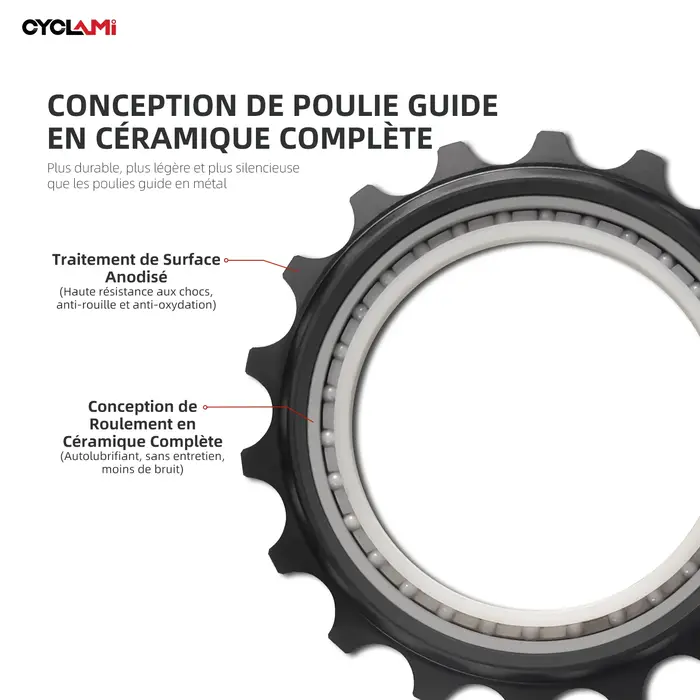 CYCLAMI 18T vélo Jockey roue arrière dérailleur poulie en céramique Guide