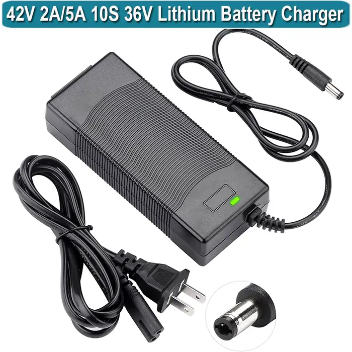 Adaptateur d'alimentation 42V 2A 5A, chargeur DC 5.5*2.5/2.1mm pour batterie lithium-ion 36V 10S, vé