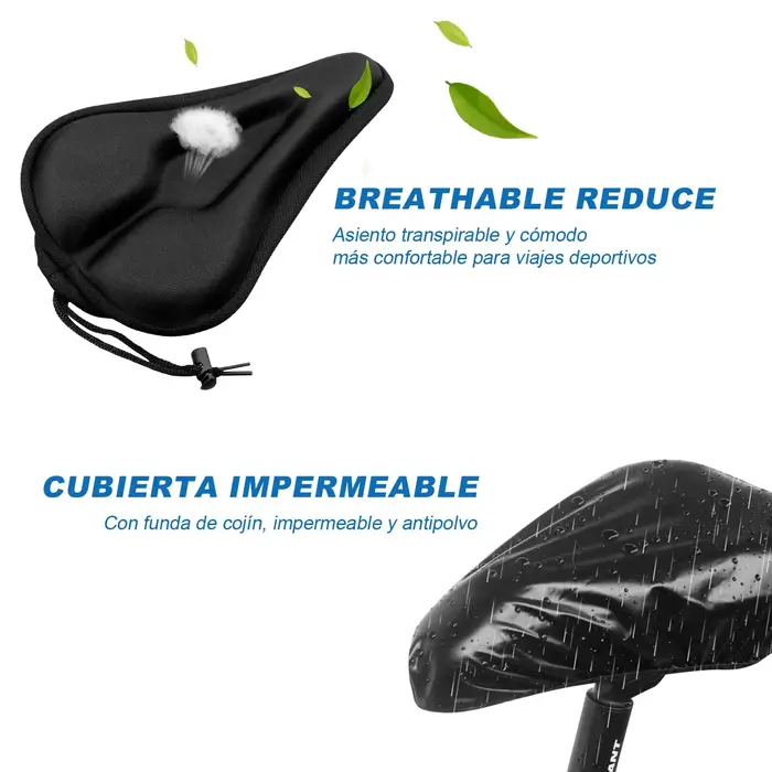 1 housse de selle de vélo rembourrée 3D en mousse gel large pour VTT