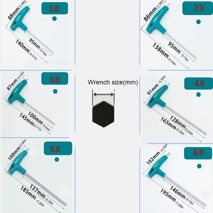 Tournevis à clé Allen hexagonale à poignée en T