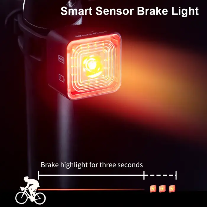 Feu arrière de vélo intelligent feu arrière démarrage automatique arrêt frein IPX6 étanche USB Charg