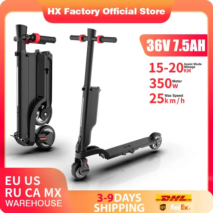 Trottinette électrique pliable HX X6 350W 36V pour adulte avec pneus 5.5 pouces et frein à disque pour trajets urbains confortables