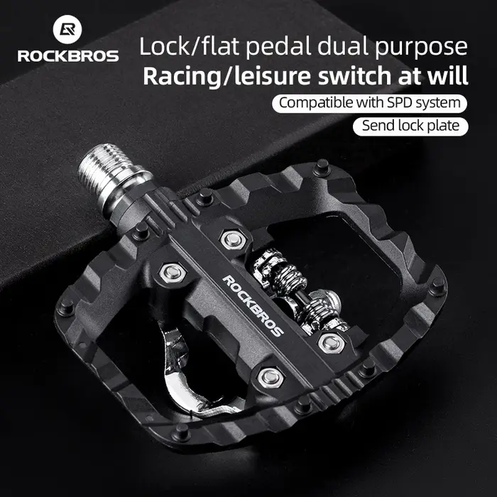 ROCKBROS pédales de vélo demi-verrouillage pédale plate 2-en-1 anti-dérapant Nylon vtt