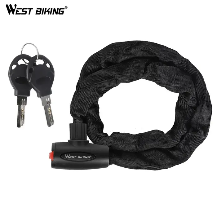 WEST BIKING – serrure de vélo antivol, chaîne de sécurité pour vtt, vélo de route, avec 2 clés, acce